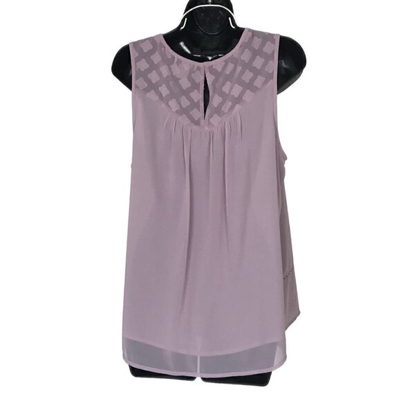 Lucky Brand Lilac Sheer With Lace Beautiful Sleeveless Blouse Size M - Picture 5 of 7